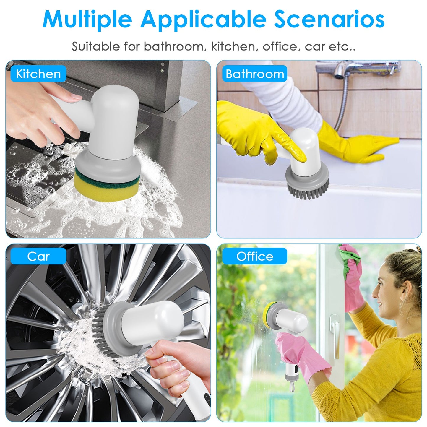 Cordless Spin Scrubber – 3 Brush Heads, 2 Speeds, Rechargeable