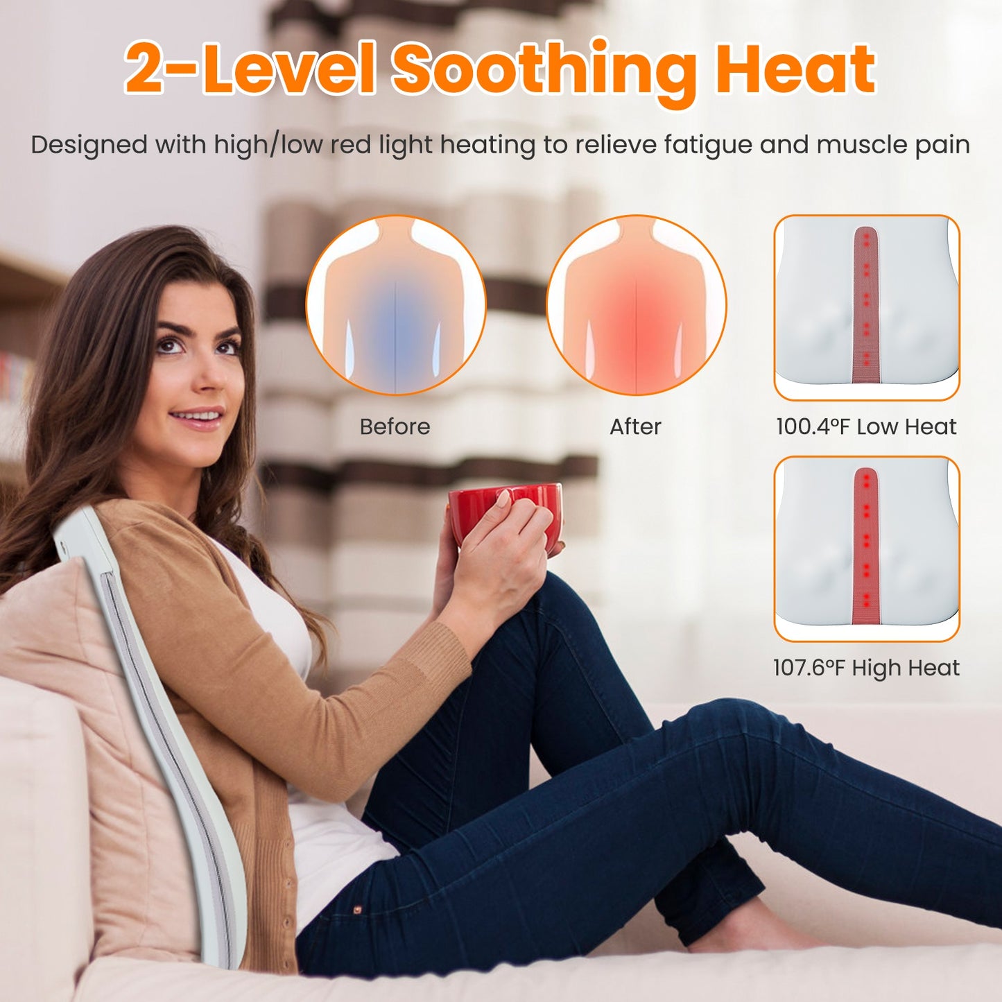 Shiatsu Massage Pillow — 3D Kneading, Heat & Cordless Rechargeable