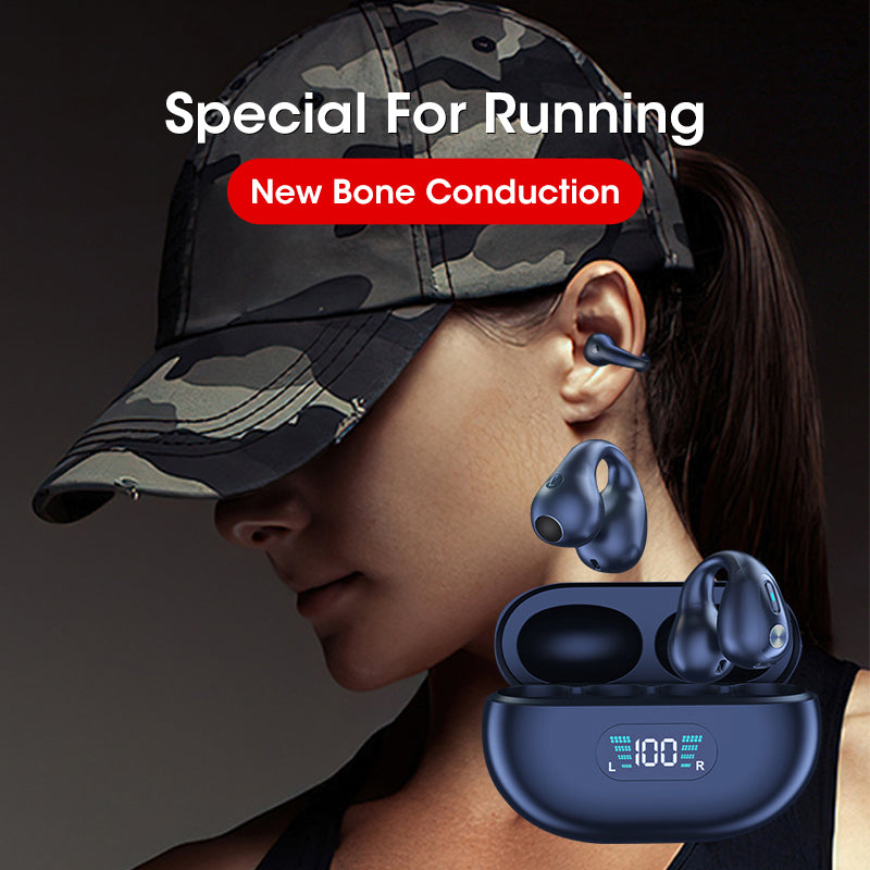 Bone Conduction Ear Clip Earbuds — Bluetooth 5.3, HIFI Bass, Sports