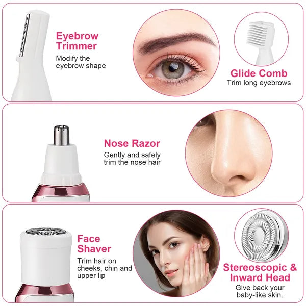 4-in-1 Women's Grooming Kit — Eyebrow, Nose & Bikini Trimmer